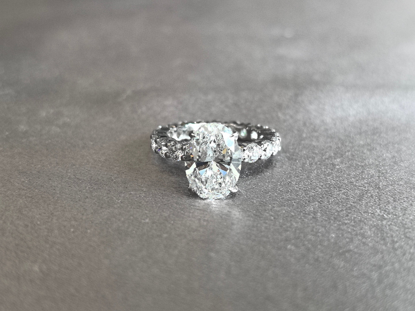 Oval Lab Grown Diamond Ring with Diamond Pavé Band | Full eternity Band