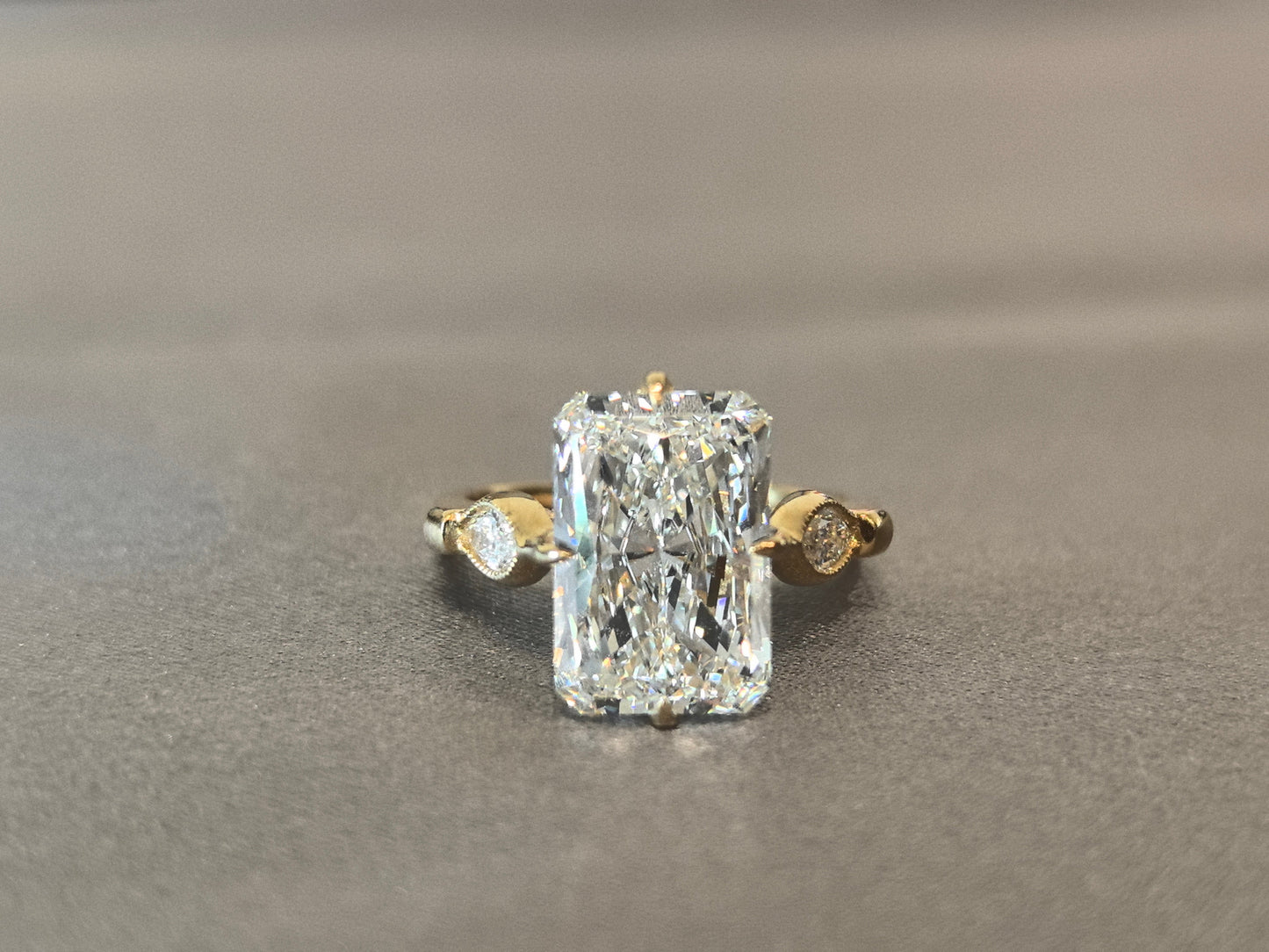 Radiant-Center Ring with Marquise Sidestones