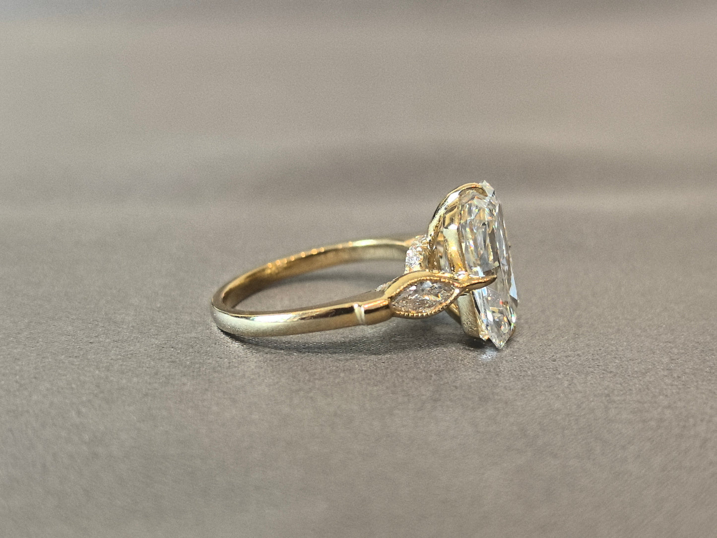 Radiant-Center Ring with Marquise Sidestones