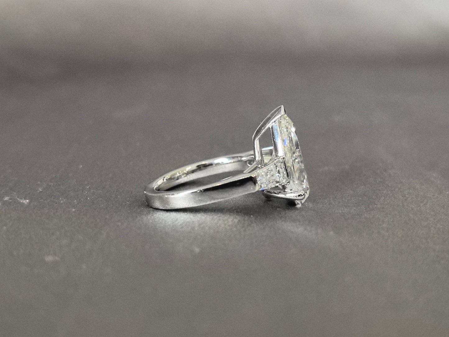 Pear-Center Trilogy Ring | Baguette Sidestones | Organic Geometry | Lab-Grown Diamonds