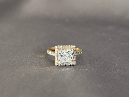 Princess Halo Half Eternity Ring | Double Sparkle Design | Modern Brilliance | Lab-Grown Diamonds