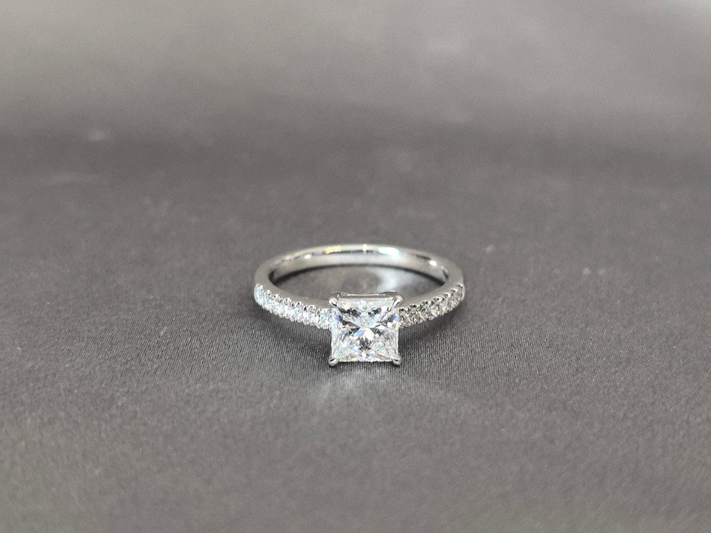 Princess Cut Solitaire Ring | Half Eternity Band | Geometric Elegance | Lab-Grown Diamonds