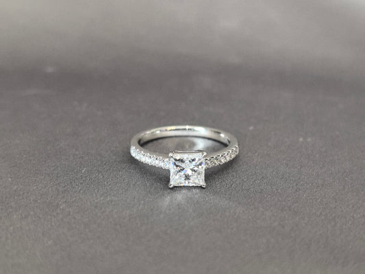 Princess Cut Solitaire Ring | Half Eternity Band | Geometric Elegance | Lab-Grown Diamonds