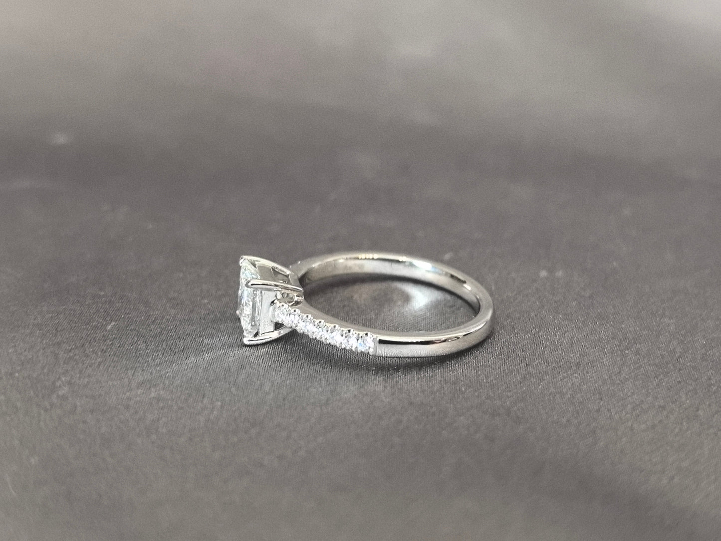 Princess Cut Solitaire Ring | Half Eternity Band | Geometric Elegance | Lab-Grown Diamonds