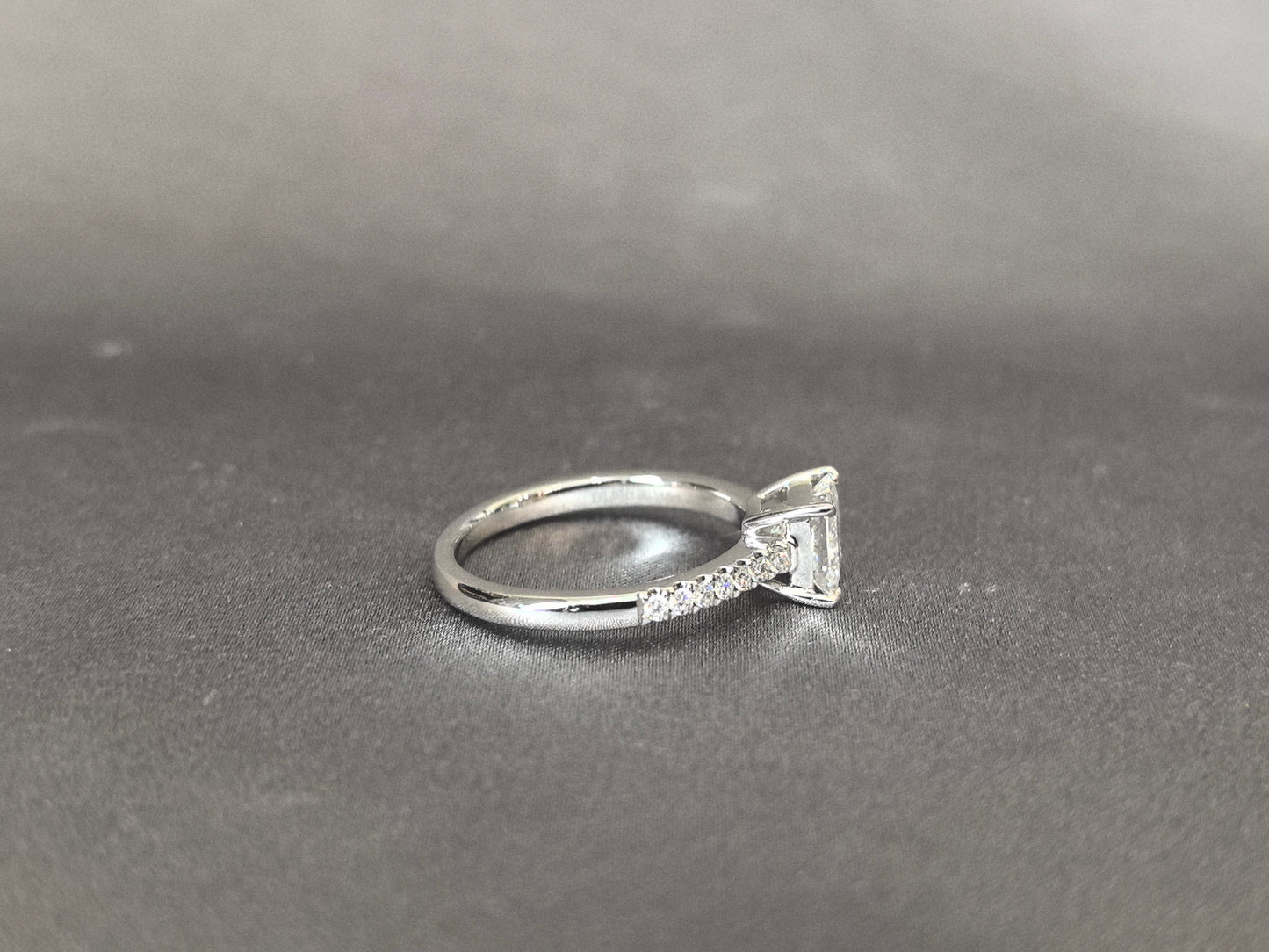 Princess Cut Solitaire Ring | Half Eternity Band | Geometric Elegance | Lab-Grown Diamonds