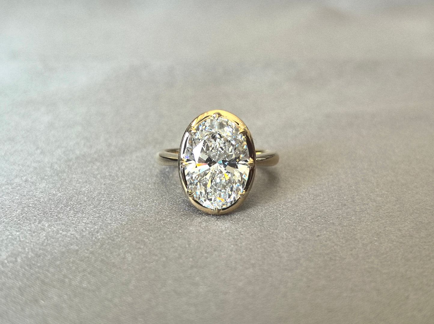 Oval Lab Grown Diamond Ring | 6-Prong Setting | Plain Band | 14K White Gold