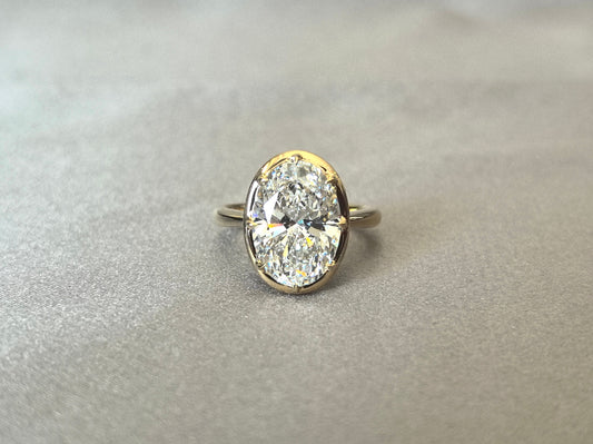 Oval Lab Grown Diamond Ring | 6-Prong Setting | Plain Band | 14K White Gold