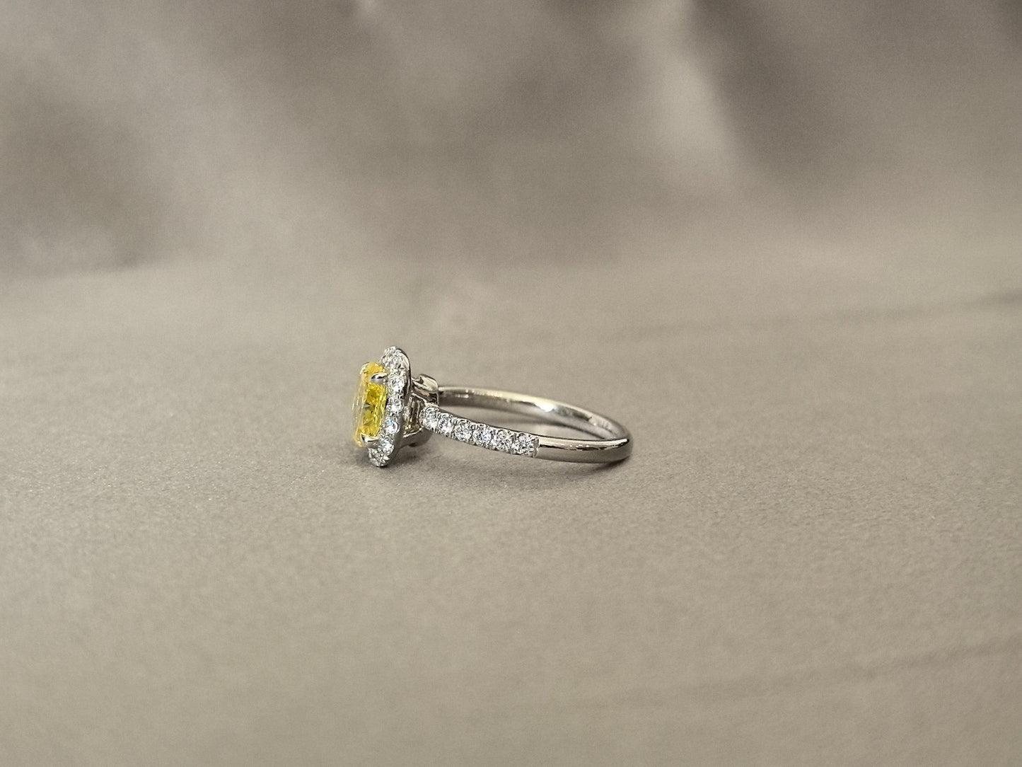0.94ct 3.5g Vivid Yellow Asscher Cut Lab Diamond Ring | Marquise & Pear Leaf-Inspired Accents