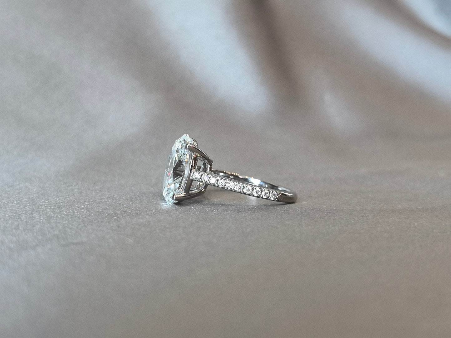 Dainty Oval Lab Half Eternity Diamond Ring