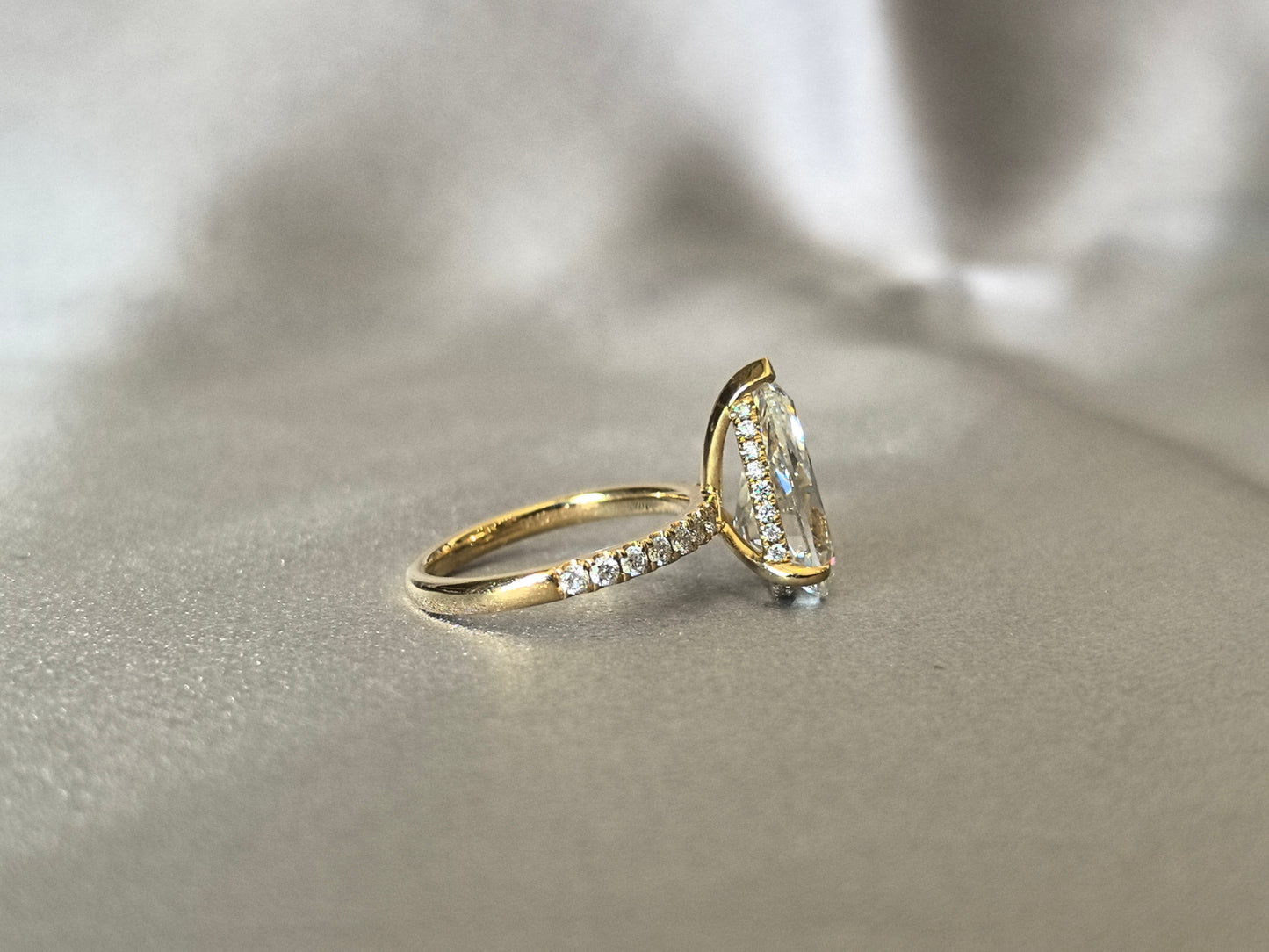 Pear-Shaped Minimalist Pavé Ring | Half Eternity Design | Elegant Teardrop Silhouette | Lab-Grown DiamondsPear-Shaped Minimalist Pavé Ring | Half Eternity Design | Elegant Teardrop Silhouette | Lab-Grown Diamonds