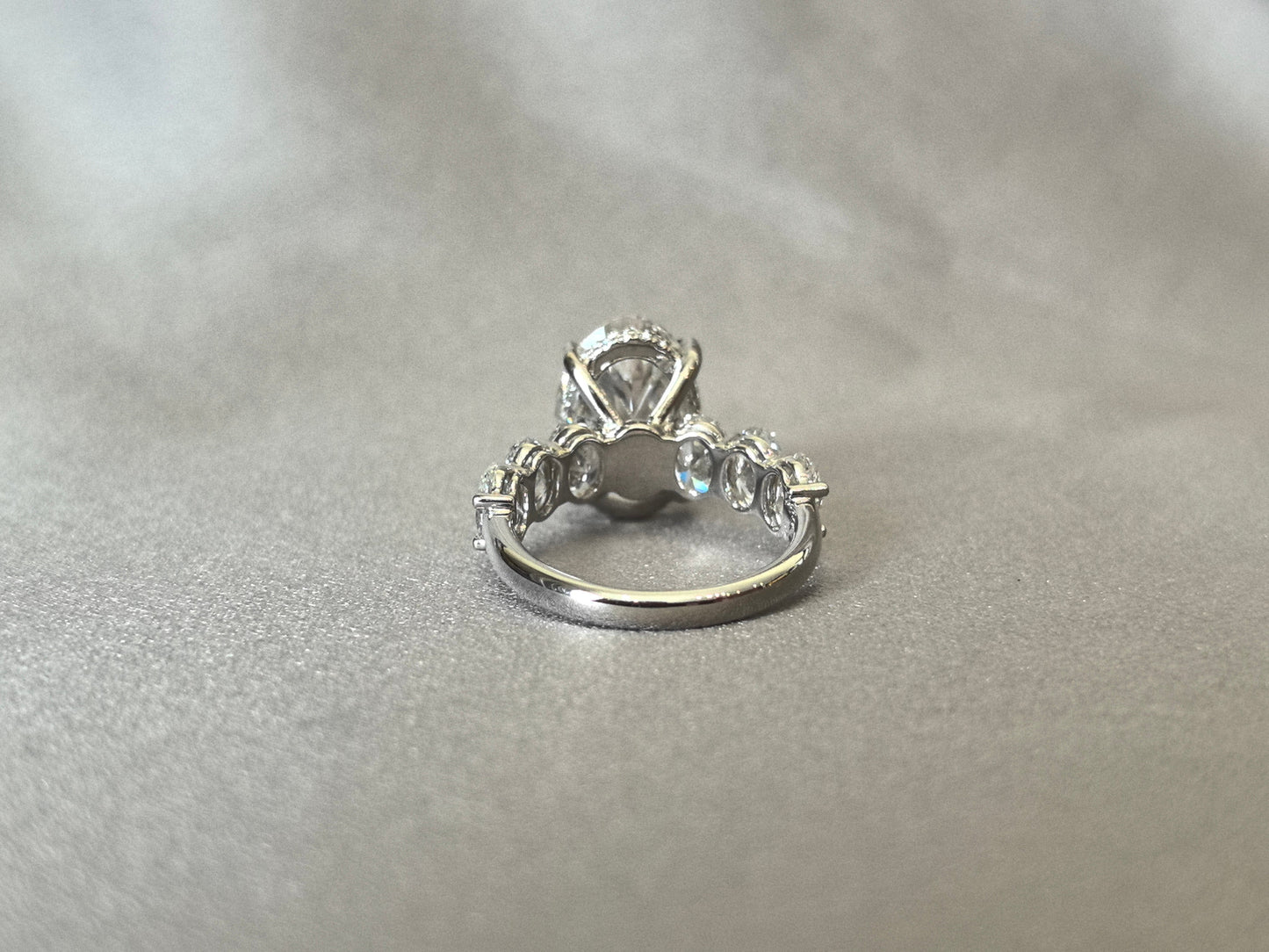 Oval Lab Diamond Hidden Halo Half Eternity Ring | Fancy Design | 14K Gold