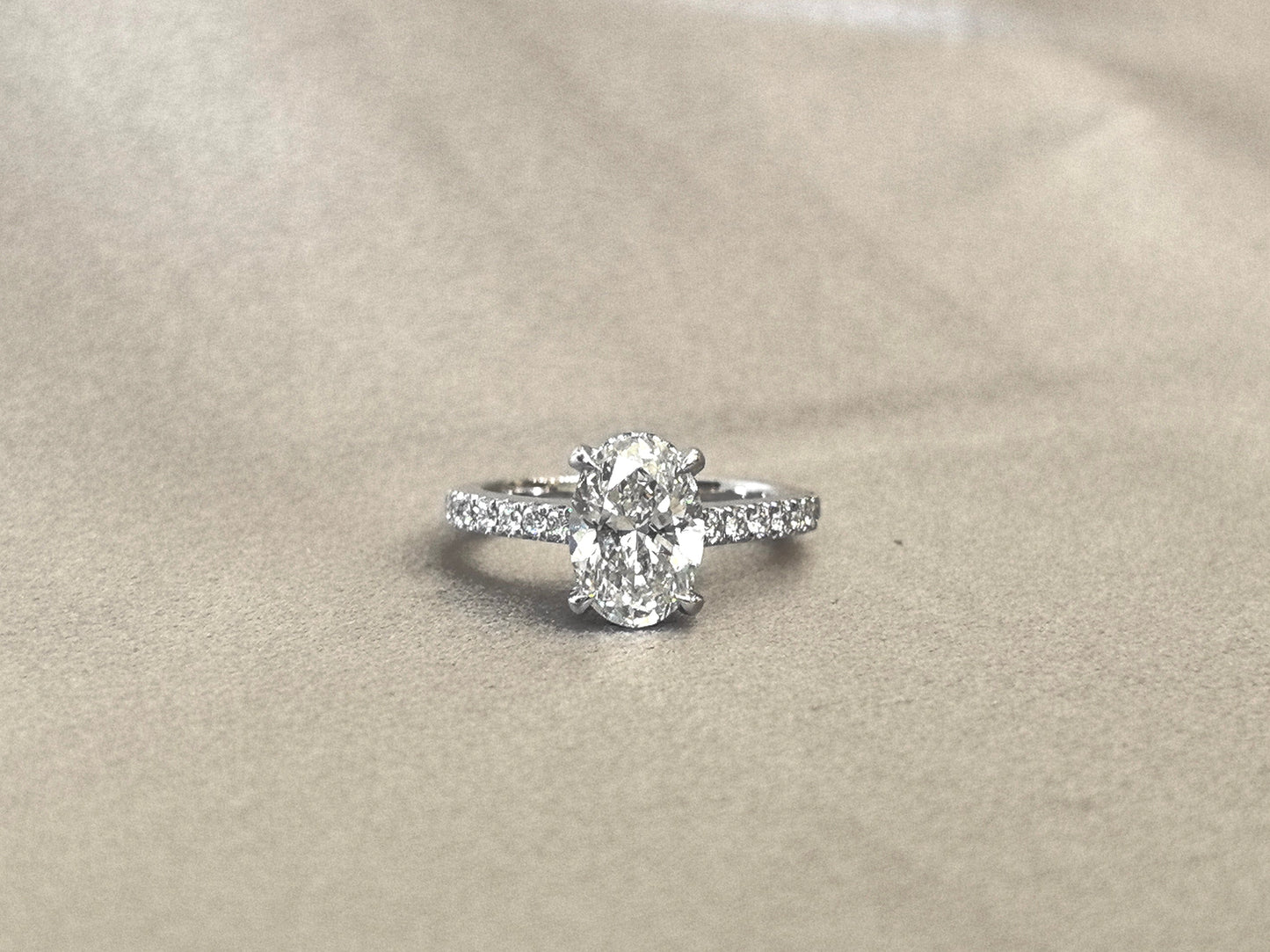 Dainty Paraiba  Hidden Halo Oval Lab Diamond Ring