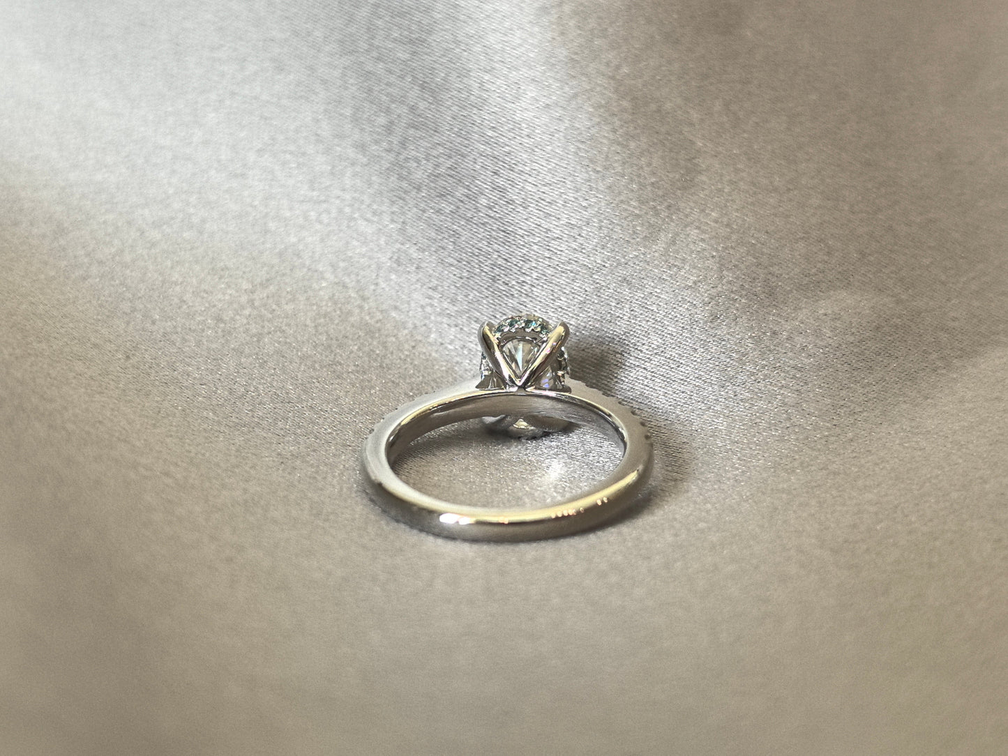 Dainty Paraiba  Hidden Halo Oval Lab Diamond Ring