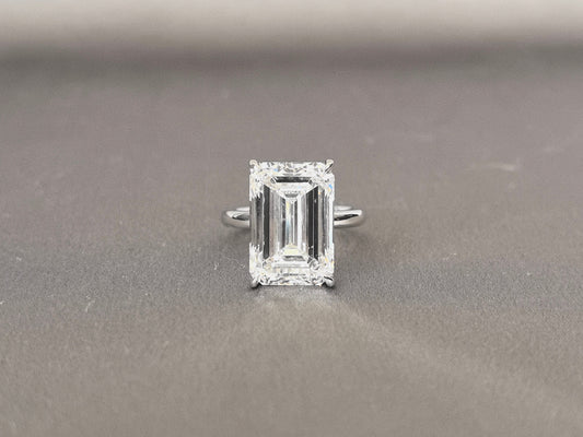 Emerald Cut Lab Grown Diamond Ring | Solitaire Setting | 4-Prong | 14K Gold | Timeless Simplicity