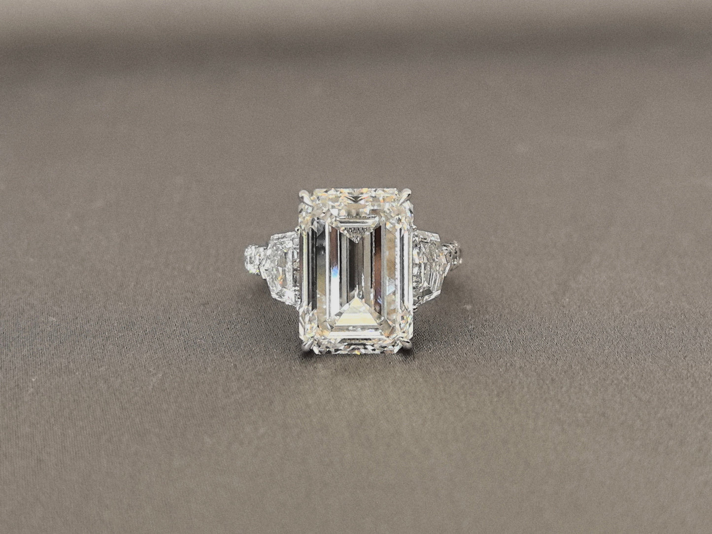 Half Eternity Emerald-Center Trilogy Ring with Cadillac Sidestones