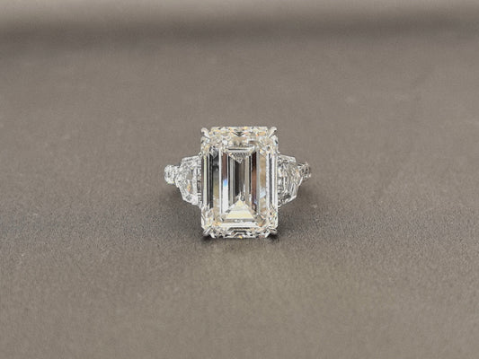 Half Eternity Emerald-Center Trilogy Ring with Cadillac Sidestones