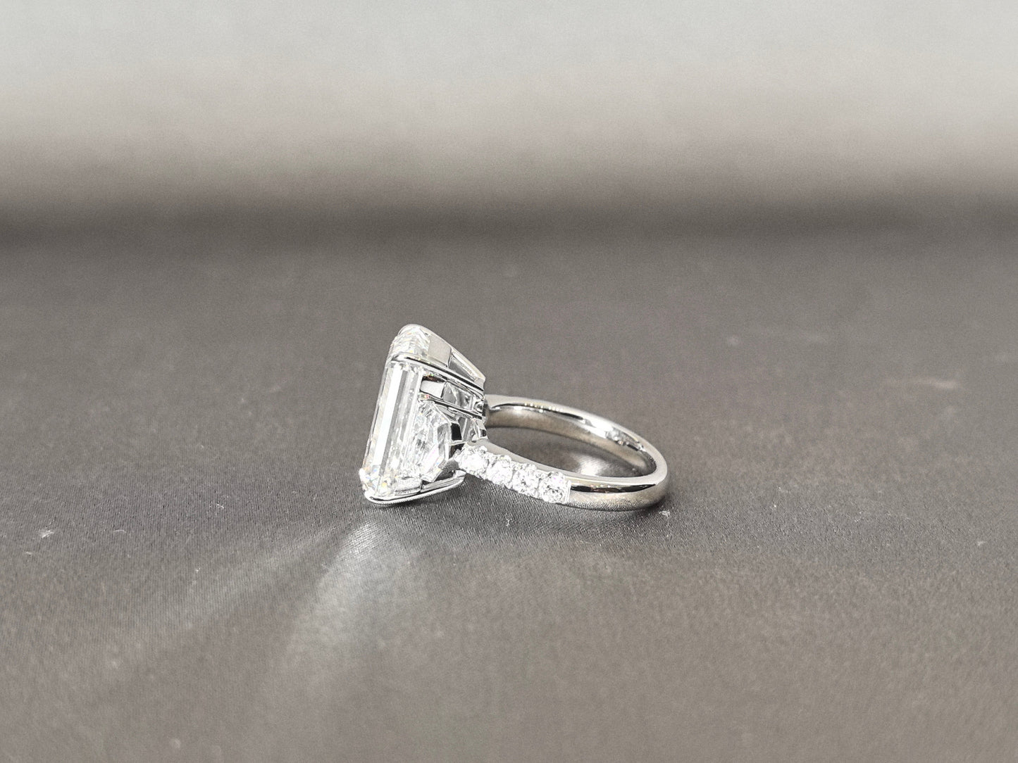 Half Eternity Emerald-Center Trilogy Ring with Cadillac Sidestones