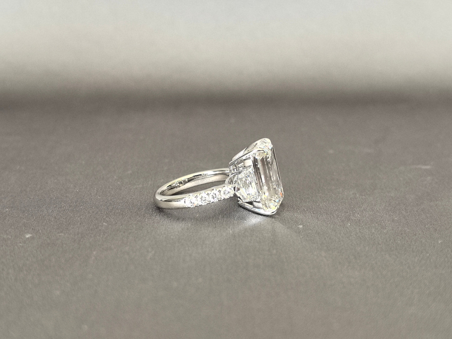 Half Eternity Emerald-Center Trilogy Ring with Cadillac Sidestones