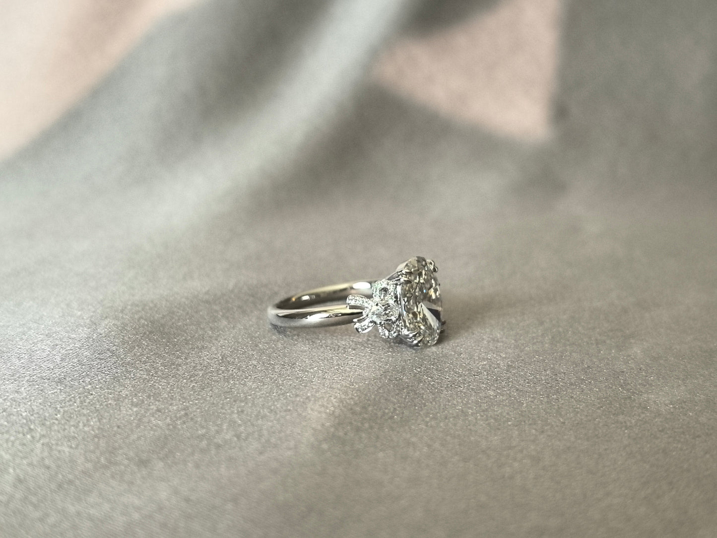 Oval Cut Lab Diamond Ring | Diamond Bow Accents | Exquisite Detailing | Lab-Grown Luxury