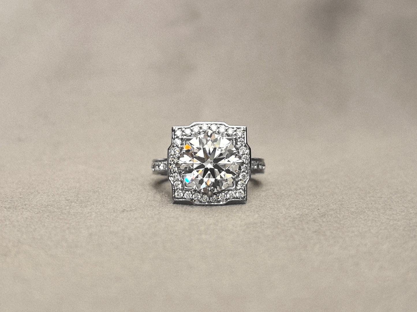 Round Eternity Lab Diamond Ring | Circular Halo Setting | 14K White Gold