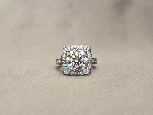 Round Eternity Lab Diamond Ring | Circular Halo Setting | 14K White Gold