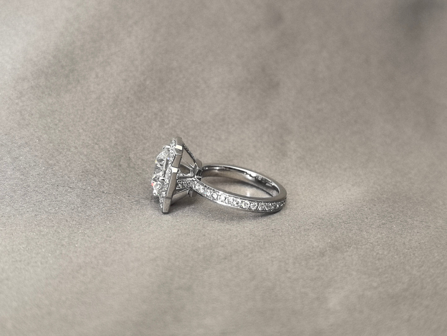 Round Eternity Lab Diamond Ring | Circular Halo Setting | 14K White Gold