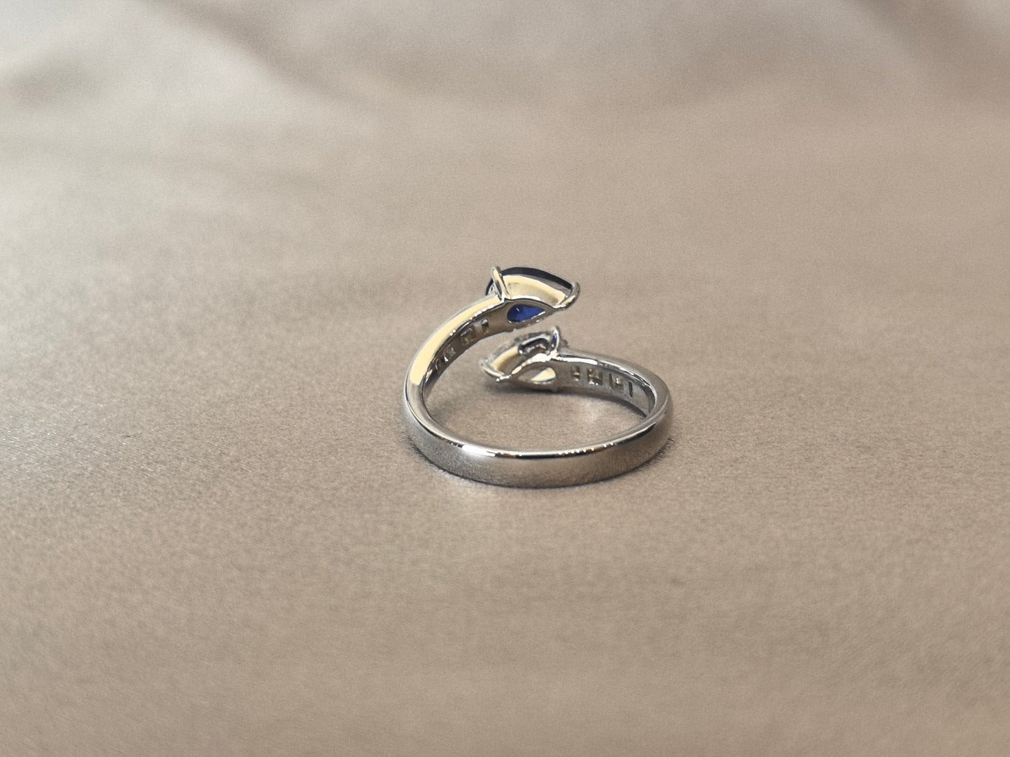 Twisted Band Two-Stone Ring | Pear Lab Diamond & Lab Gemstone | Customizable Birthstones | 14K Gold