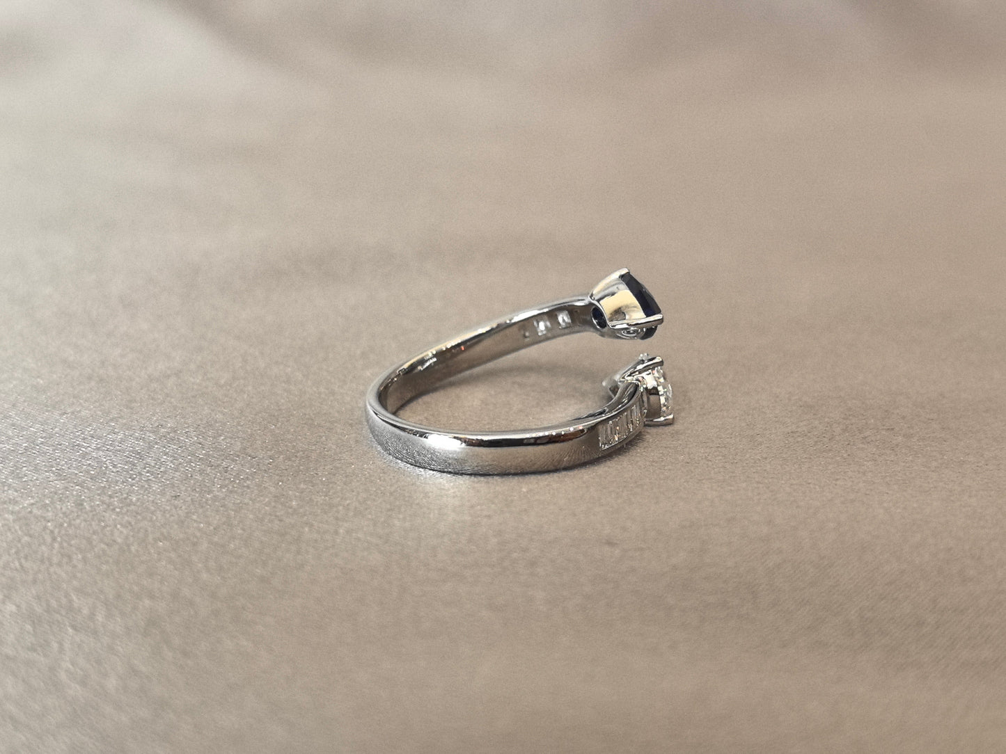 Twisted Band Two-Stone Ring | Pear Lab Diamond & Lab Gemstone | Customizable Birthstones | 14K Gold