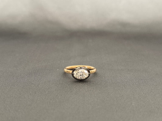 Horizontal Oval Lab Diamond Ring | 14K Gold | Modern East-West Setting