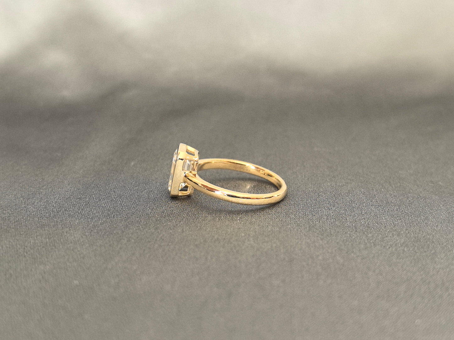 Bezel Set Emerald Cut Lab Diamond Ring | 14K Gold | Classic Solitaire