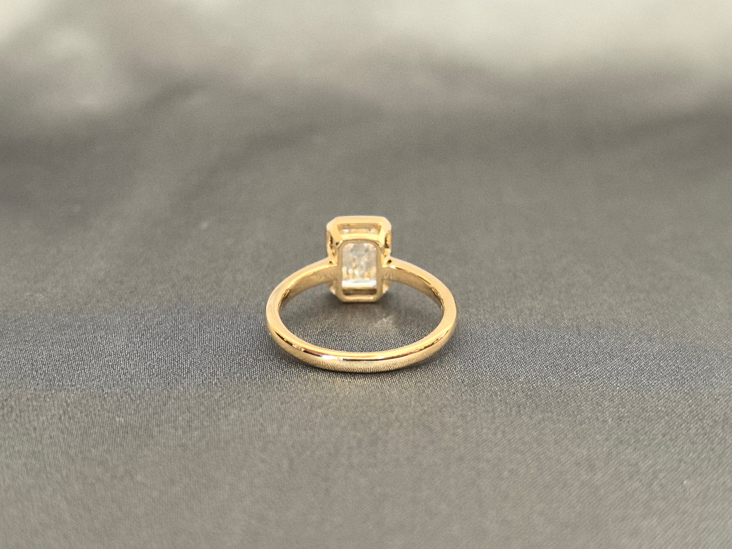 Bezel Set Emerald Cut Lab Diamond Ring | 14K Gold | Classic Solitaire