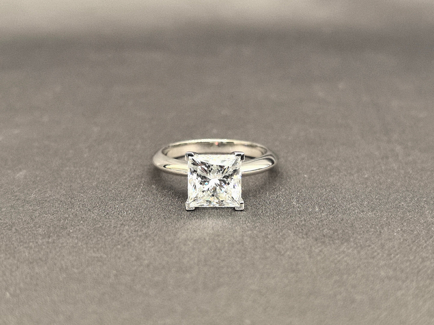 Princess Cut Lab Diamond Solitaire Ring | 4-Prong Setting | Plain Band | 14K Gold | Timeless Simplicity