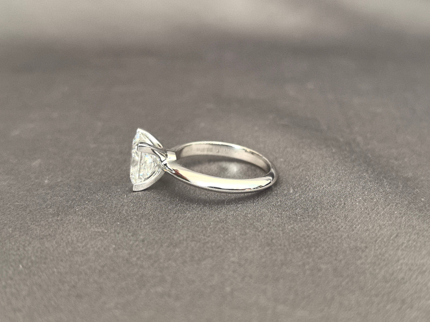 Princess Cut Lab Diamond Solitaire Ring | 4-Prong Setting | Plain Band | 14K Gold | Timeless Simplicity