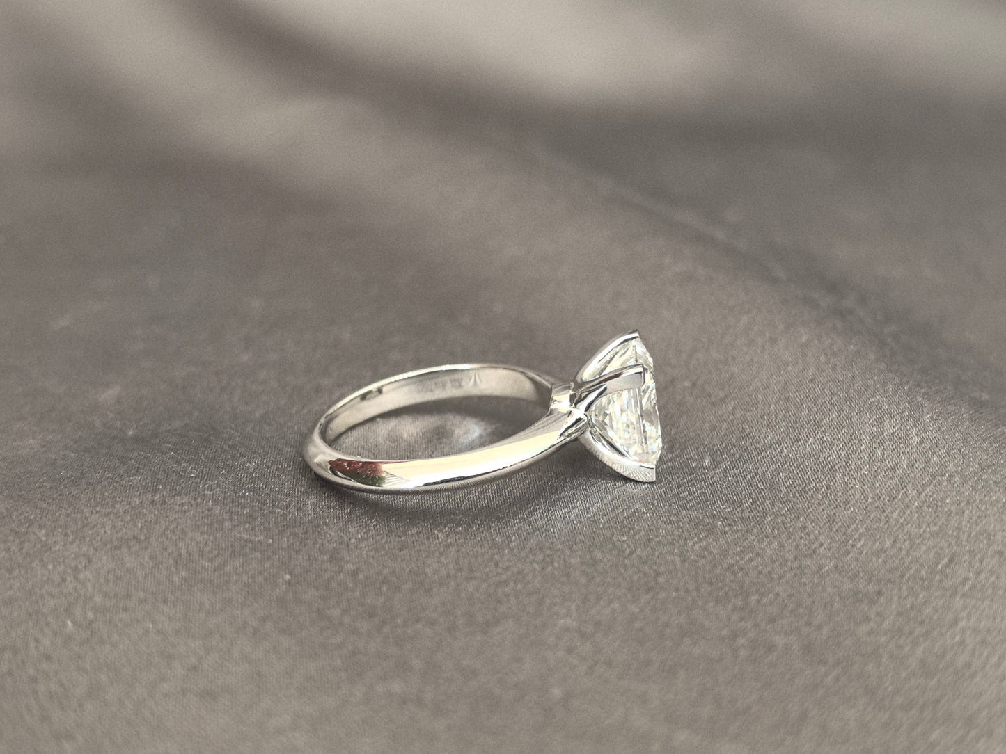 Princess Cut Lab Diamond Solitaire Ring | 4-Prong Setting | Plain Band | 14K Gold | Timeless Simplicity