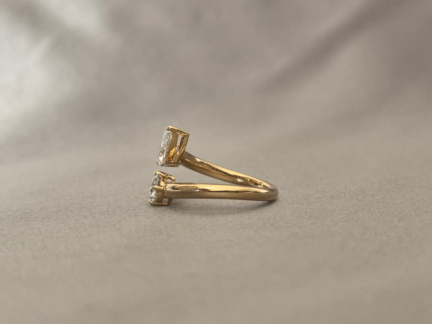 Marquise & Round Lab Diamond Two-Stone Ring in 18K Gold