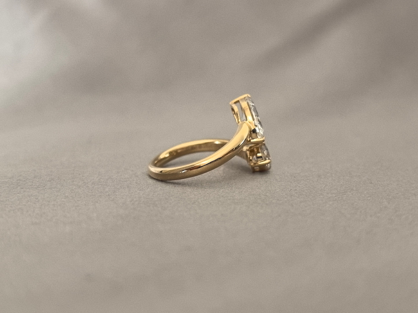 Marquise & Round Lab Diamond Two-Stone Ring in 18K Gold