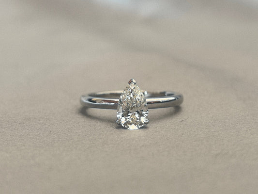 Pear-Shaped Lab-Grown Diamond Ring | Minimalist Design | 14K Gold