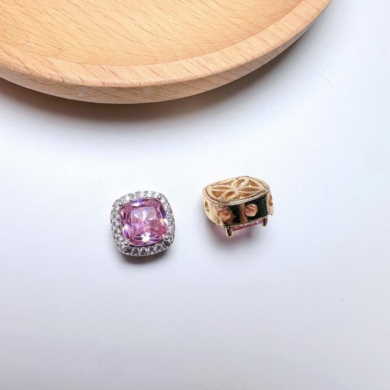 Square Cut Cubic Zirconia with Base
