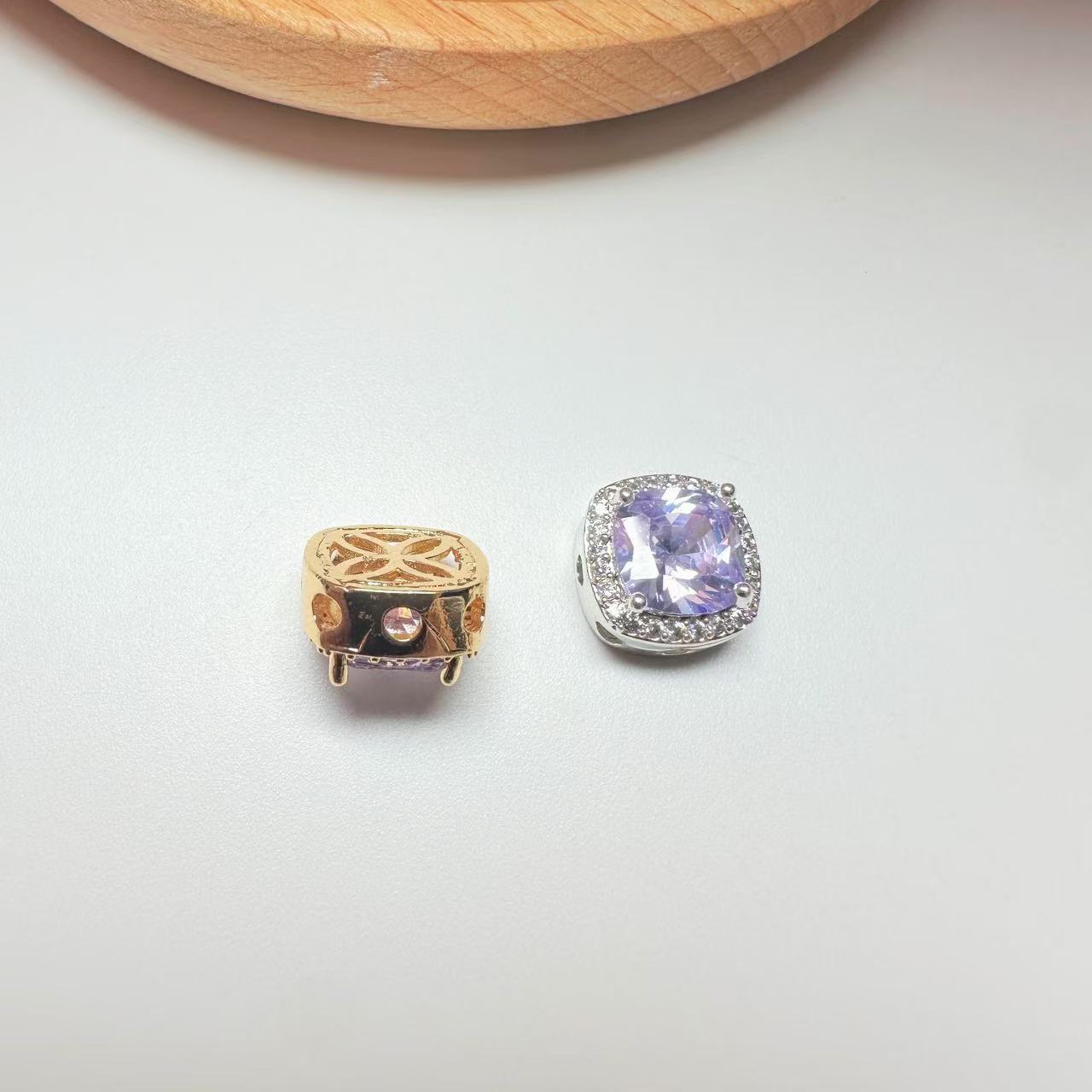 Square Cut Cubic Zirconia with Base