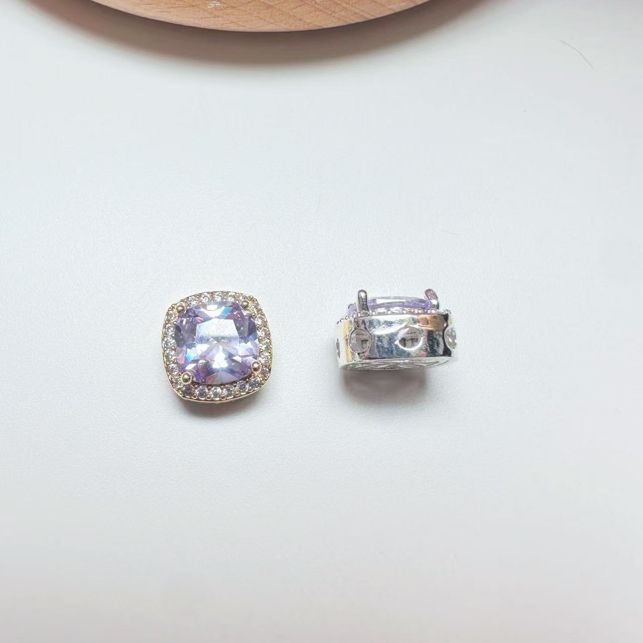 Square Cut Cubic Zirconia with Base