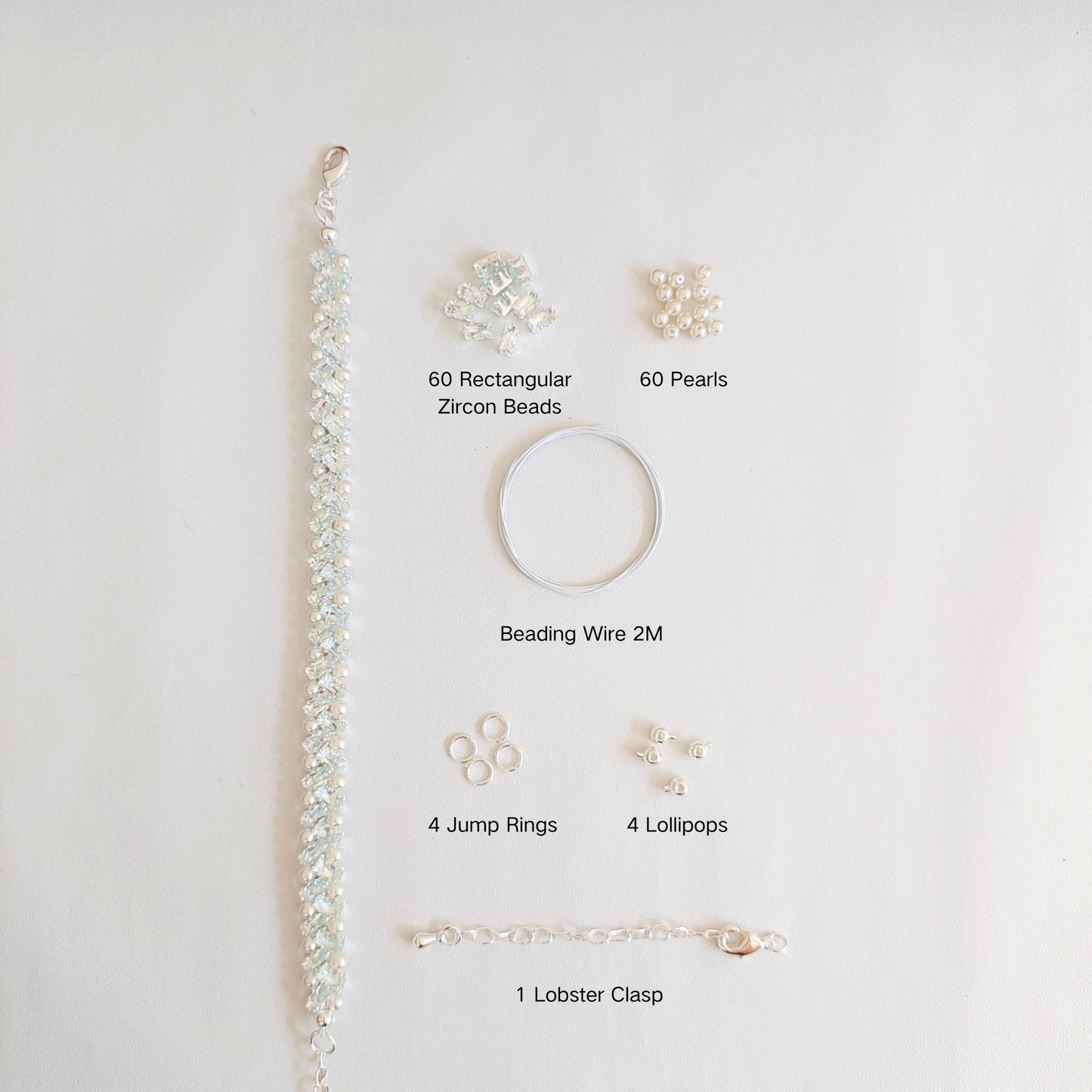 No.10 Frozen-Inspired Elsa DIY Bracelet Kit – Ice Blue CZ, Pearls, Lollipop Charms