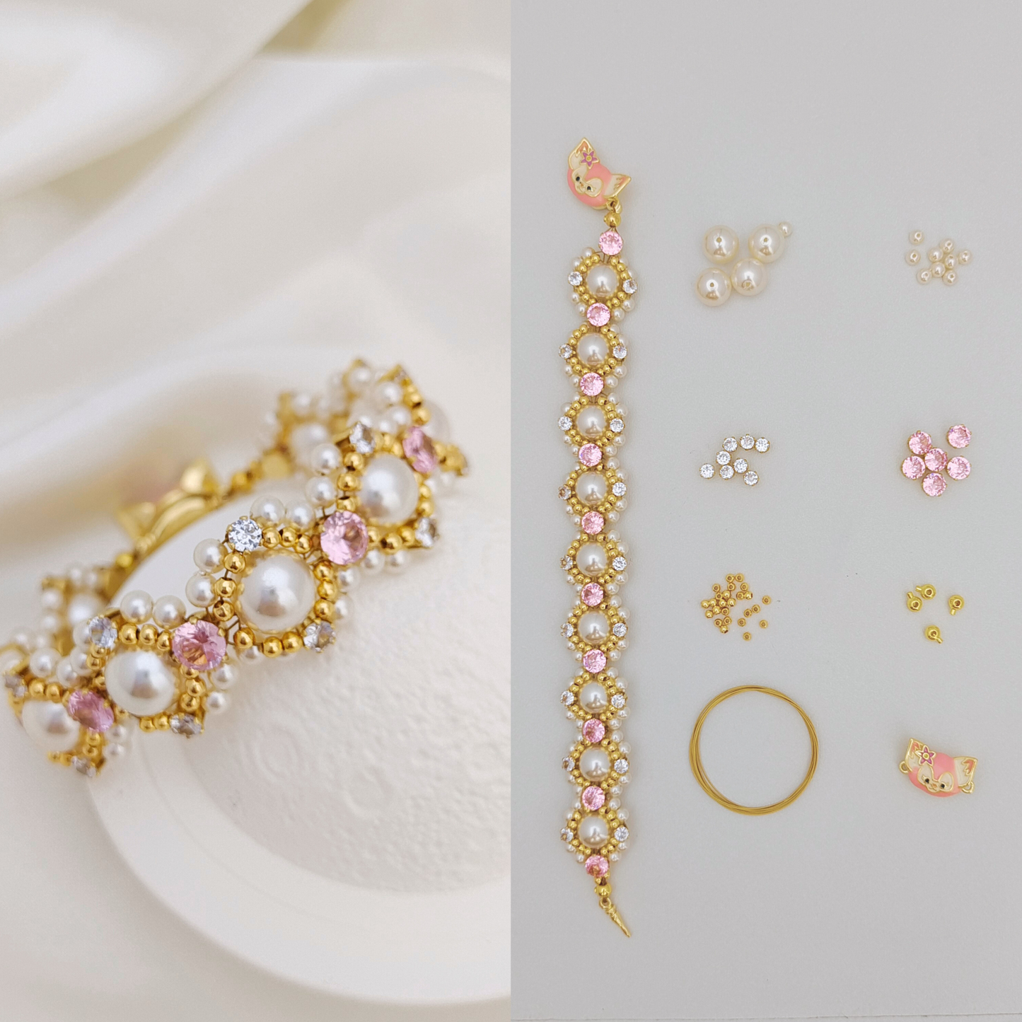 No.63 LinaBelle Inspired Premium DIY Bracelet Kit | Gold, Pink & Pearl | Includes Video Tutorial