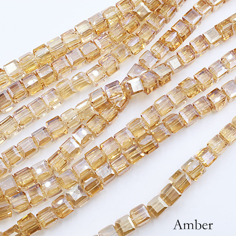 Premium 4/6/8mm Cube Crystal Beads - Ember Gilt Collection