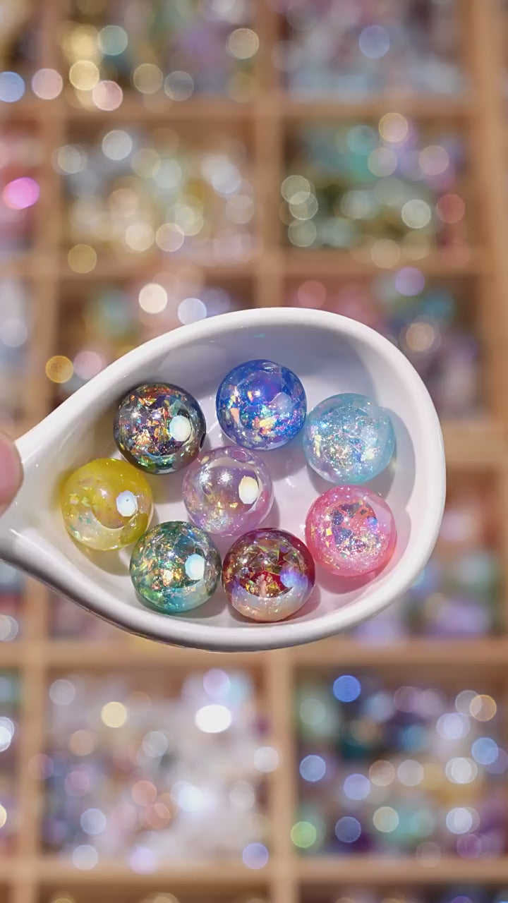 Round Beads - Opal Rainbow Fire Series