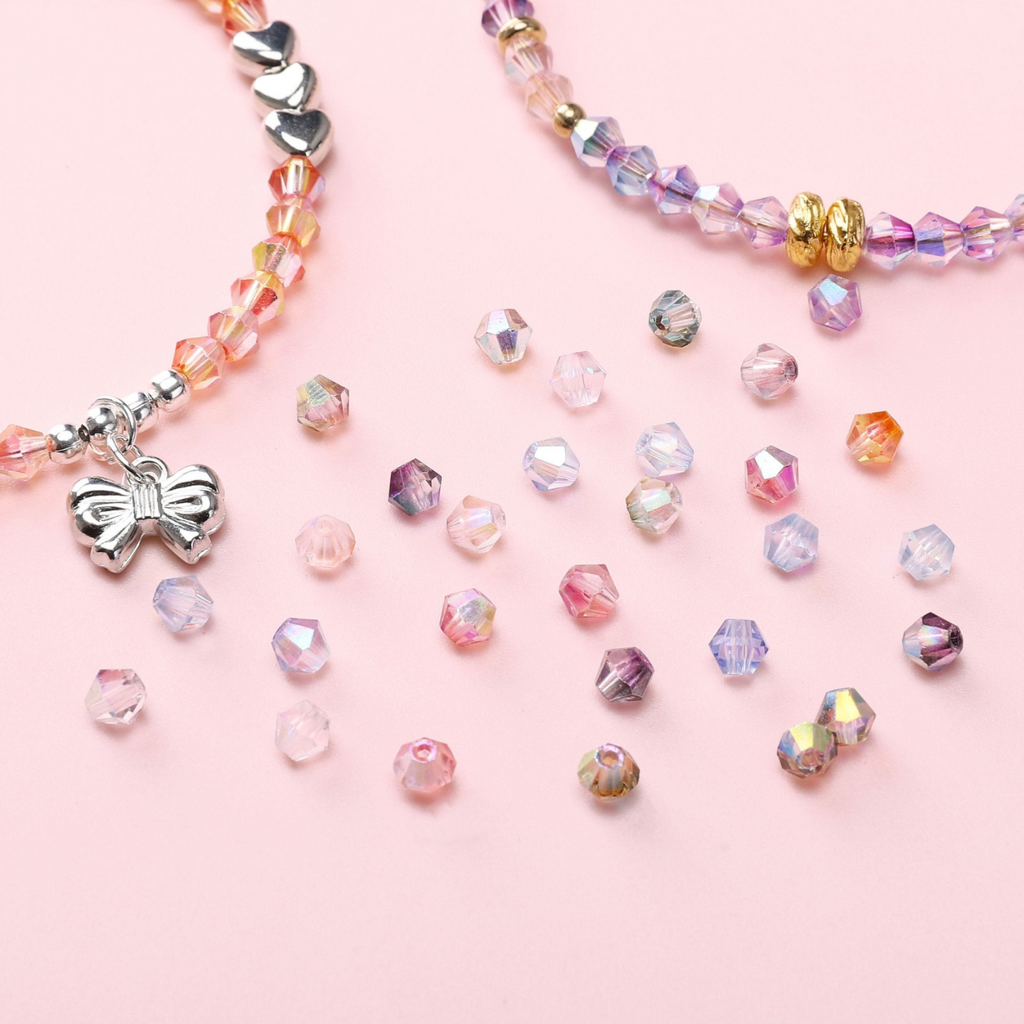 【L03】100pcs 4mm Bicolor AB Diamond Glass Beads – DIY Jewelry Craft