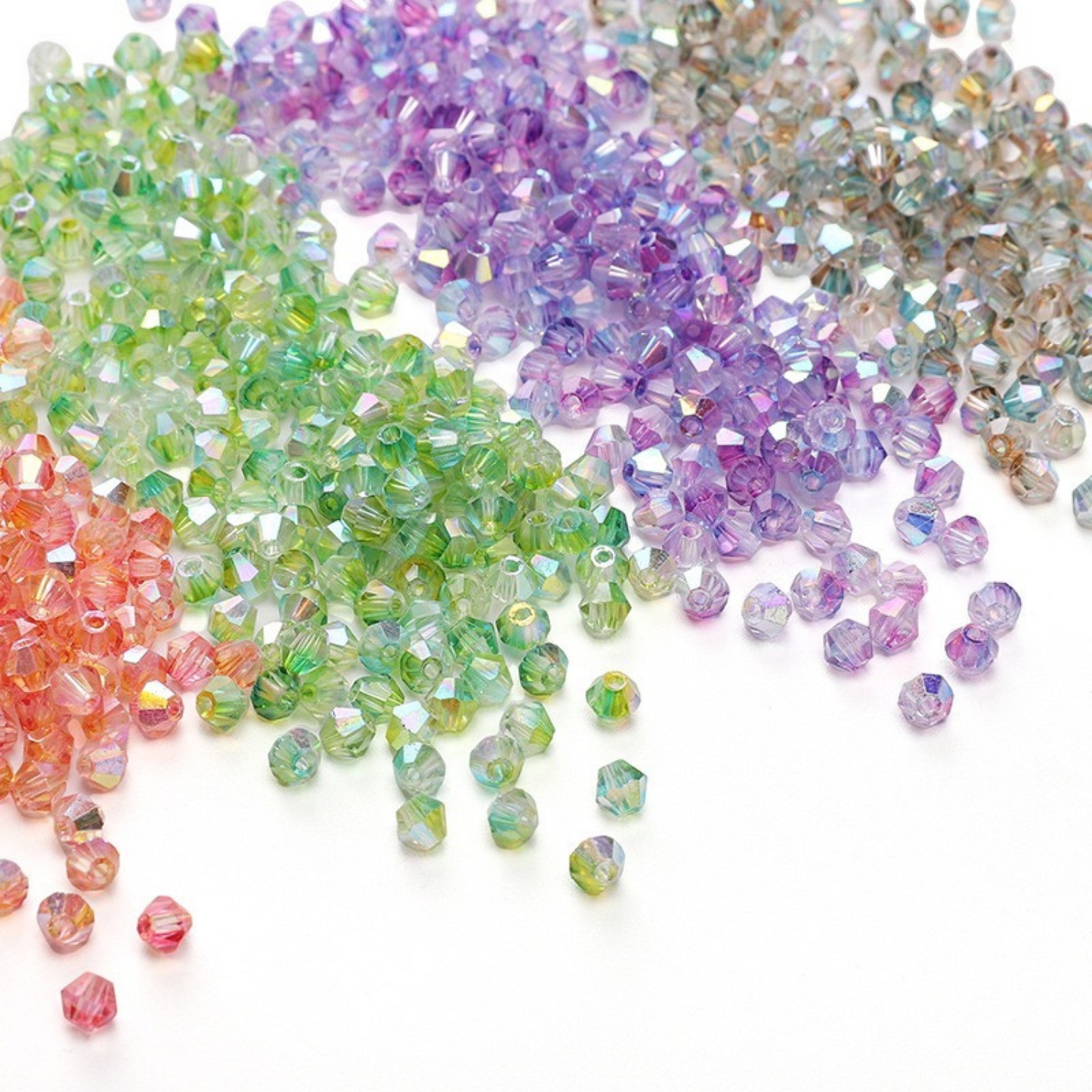 【L03】100pcs 4mm Bicolor AB Diamond Glass Beads – DIY Jewelry Craft