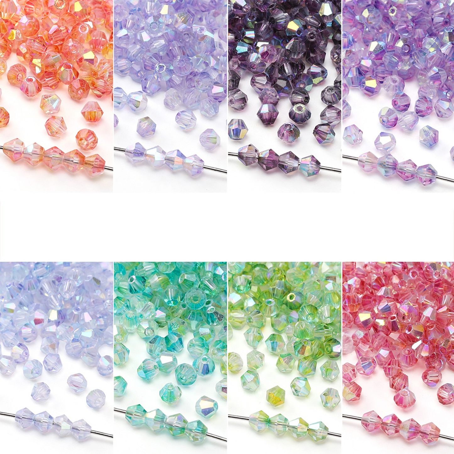 【L03】100pcs 4mm Bicolor AB Diamond Glass Beads – DIY Jewelry Craft