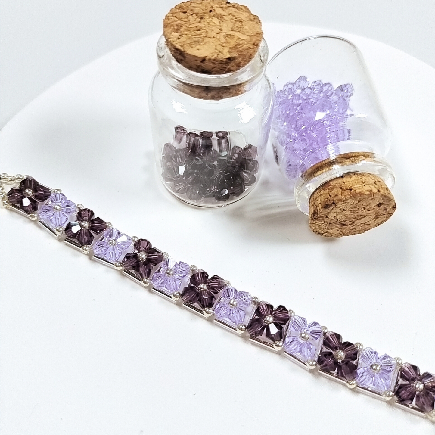 No.33 DIY Beaded Bracelet Kit – Multicolor Diamond Beads, 6mm Silver-Plated Tube Beads, Seed Beads & Magnetic Clasp | Beginner-Friendly Jewelry Craft