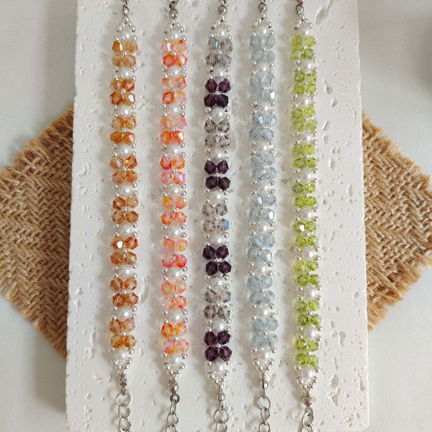 No.45 Candy Colors DIY Bracelet Kit – Crystal & Pearl Beads Handmade Jewelry Set