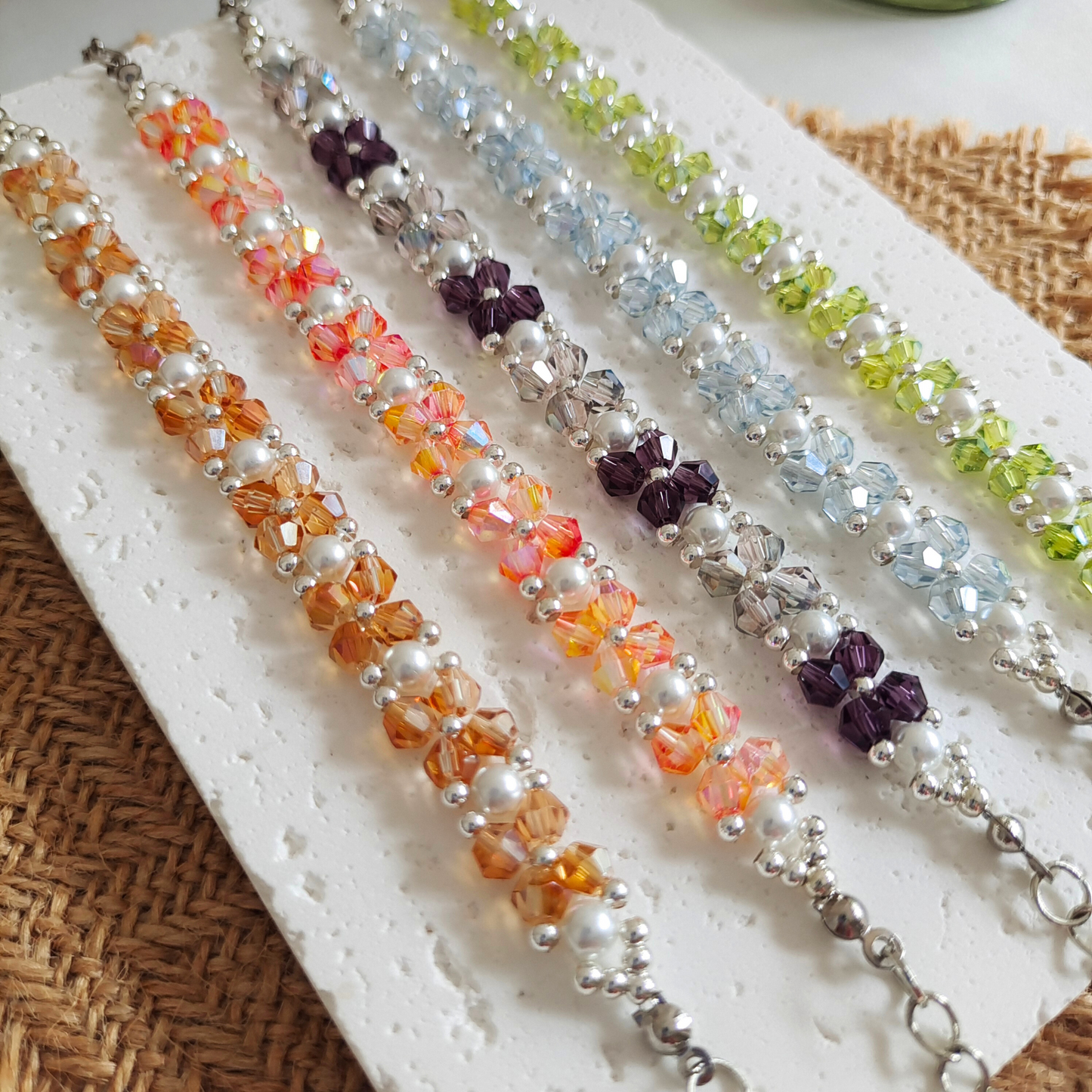 No.45 Candy Colors DIY Bracelet Kit – Crystal & Pearl Beads Handmade Jewelry Set